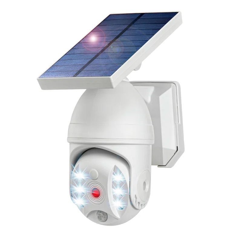 White Solar Powered Outdoor Security Flood Light with Motion Sensor