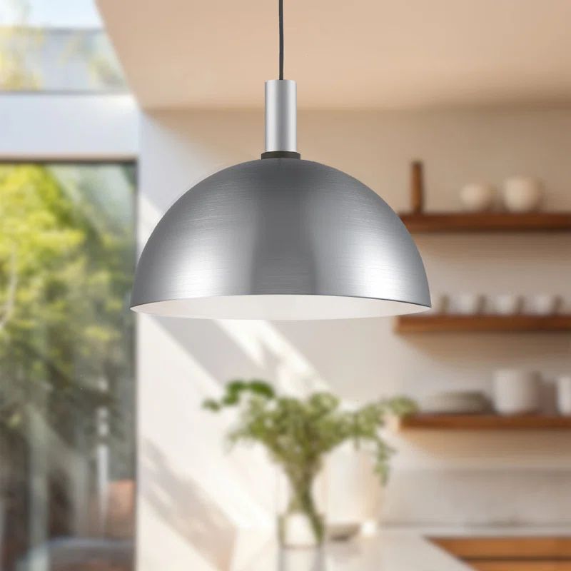 Brushed Nickel 16" Aluminum Dome Pendant Light