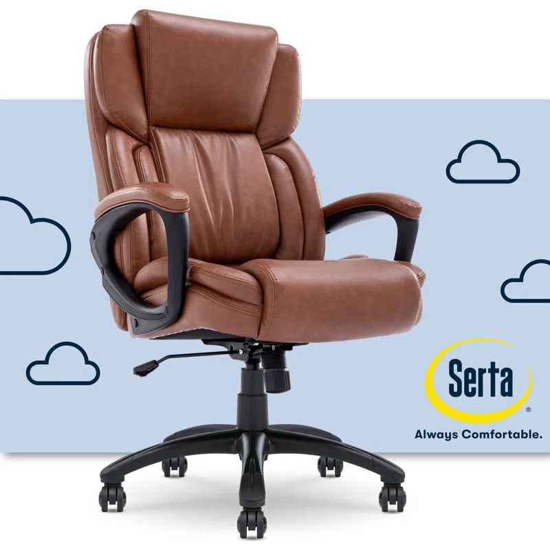 Cognac Bonded Leather Ergonomic Executive Office Chair