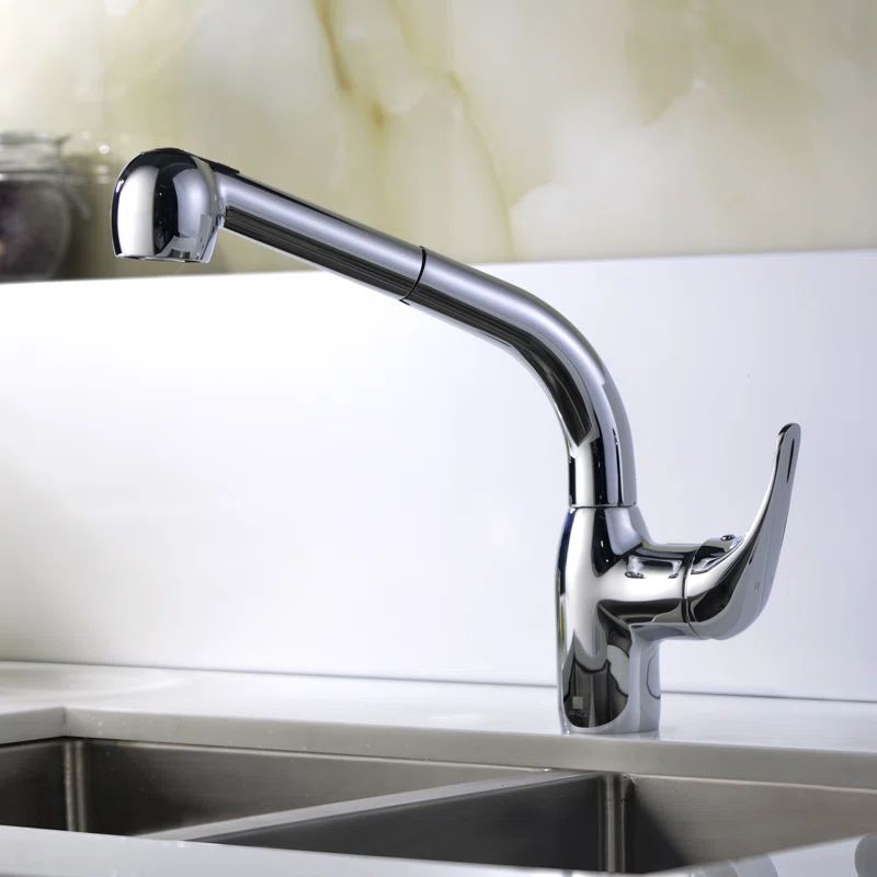 Chrome Single-Handle Pull-Out Spray Kitchen Faucet