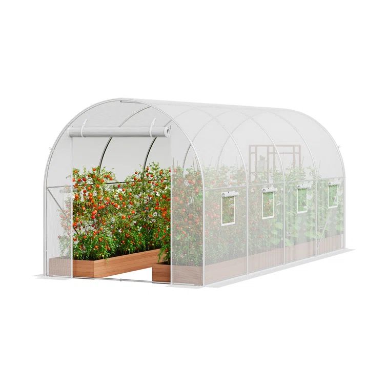 Large White PE Walk-In Tunnel Greenhouse with Galvanized Steel Frame