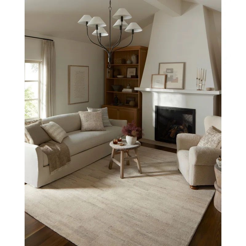 Amber Lewis Natural Fog Hand-Tufted Wool Square Rug