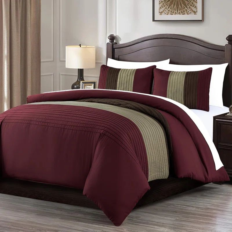 Full Burgundy Coffee Brown Microfiber Bed in a Bag Set