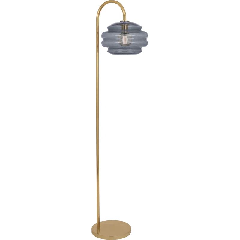 Horizon 62.5'' Silver Arc Floor Lamp with Smoke Gray Glass Shade