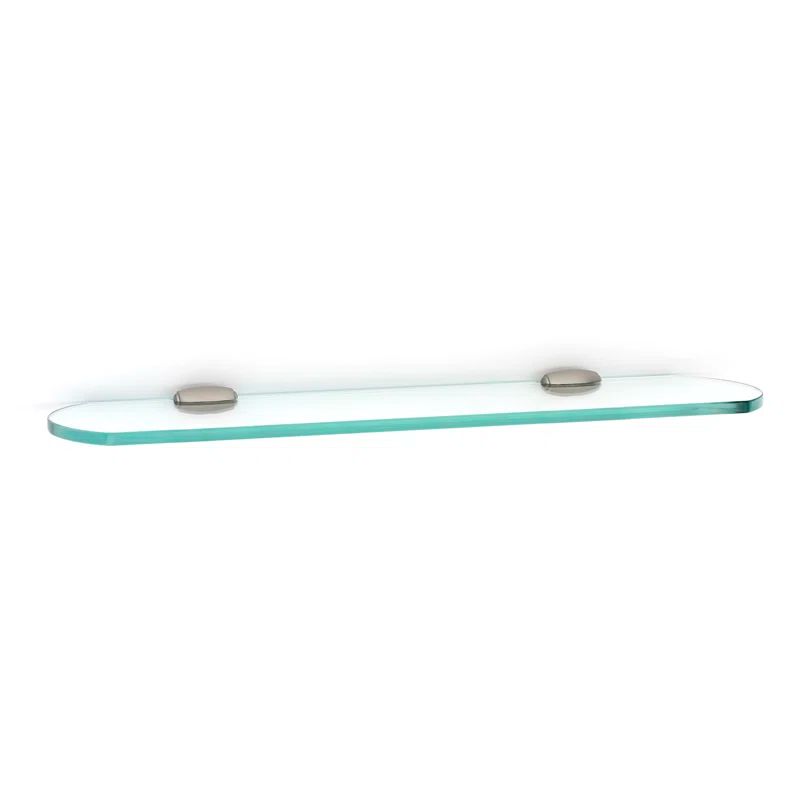 18'' Beveled Glass Wall Shelf with Satin Nickel Brackets