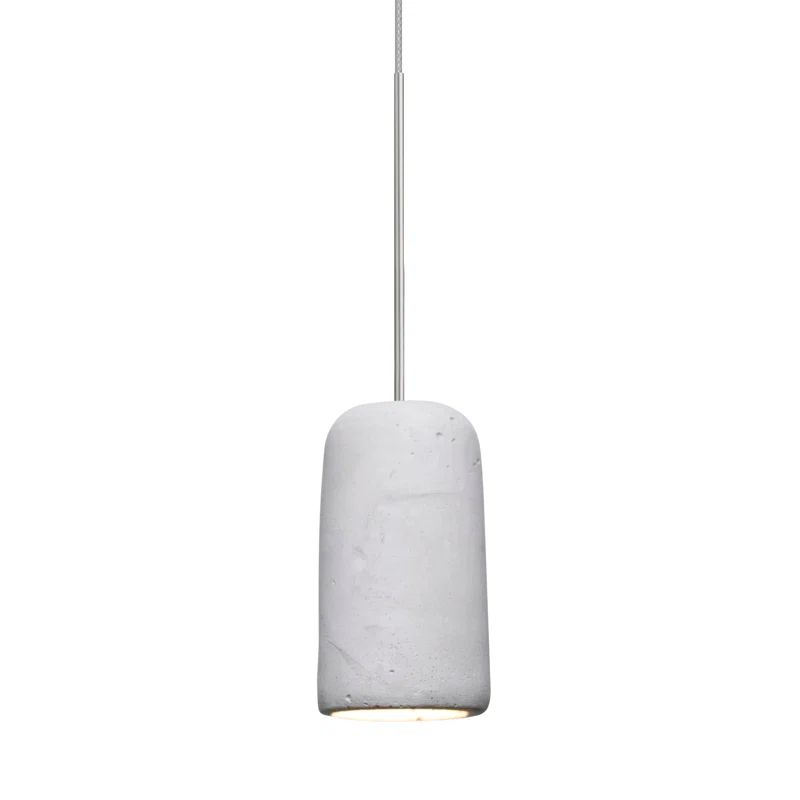 Glide Mini LED Pendant Light in Satin Nickel with Tan Glass Shade