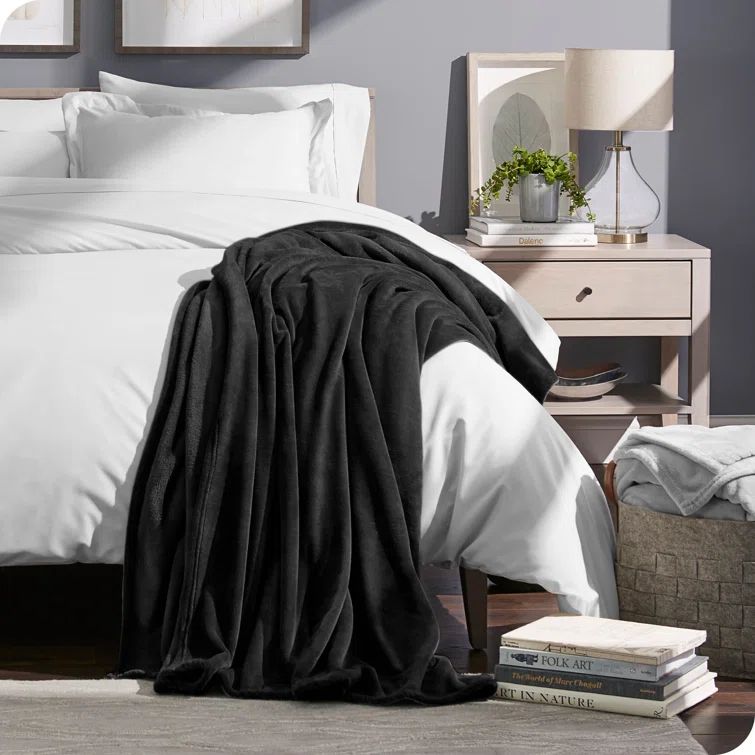 Black Twin Microplush Fleece Blanket for Cozy Comfort