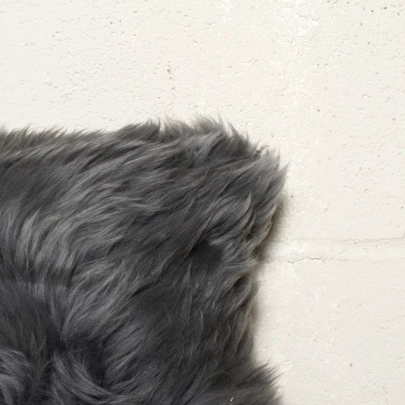 12" x 20" Gray Sheepskin Fur Pillow with Microsuede Backing