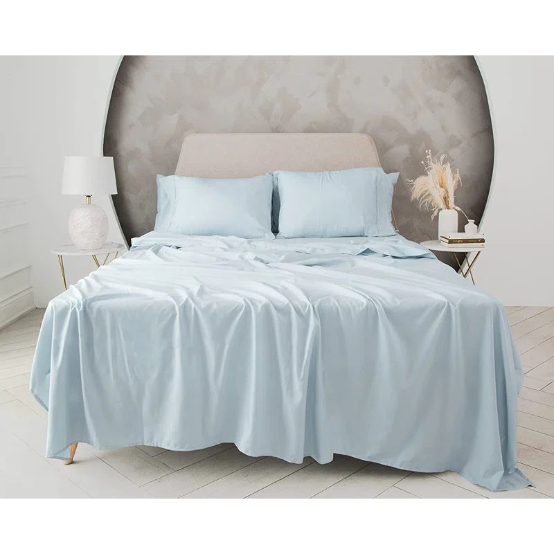 Light Blue King Solid Microfiber 4-Piece Sheet Set