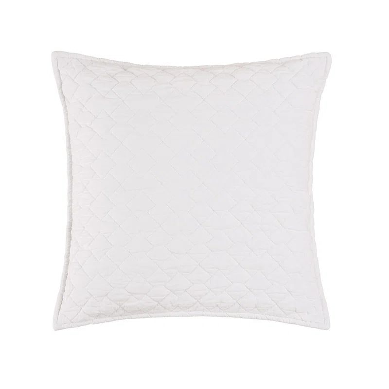 Soft White Quilted Cotton Square Accent Pillow