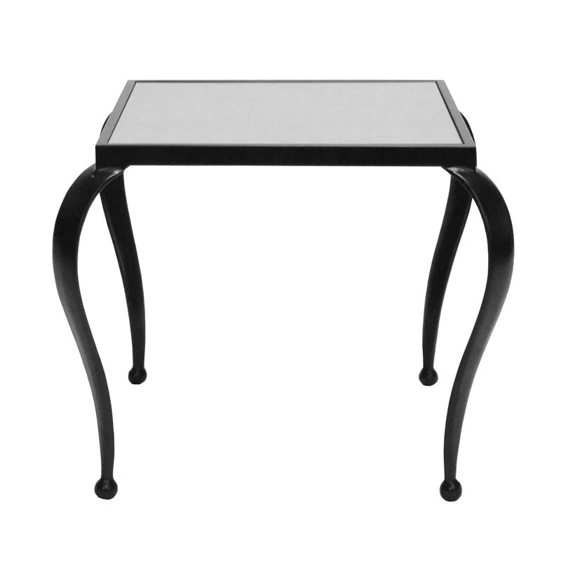 Moseley Square Black Metal and Mirrored End Table