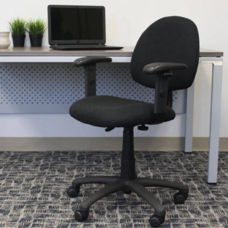 Black Ergonomic Adjustable Swivel Task Chair with Fabric Upholstery