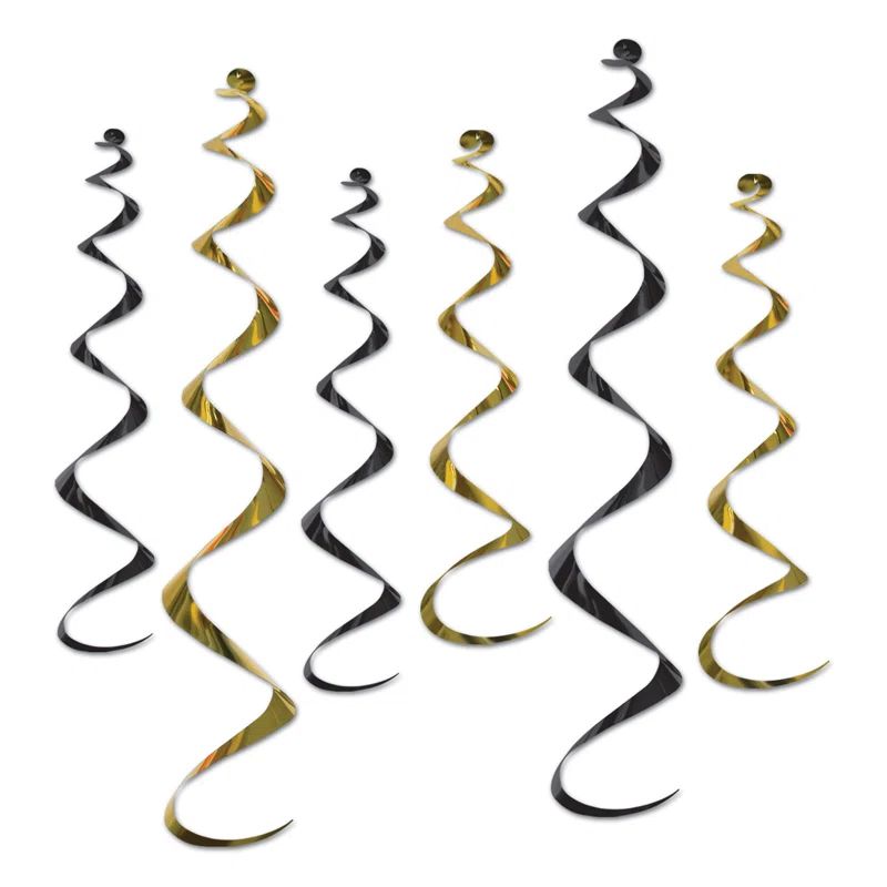Metallic Black and Gold Twirly Whirlys Hanging Decorations
