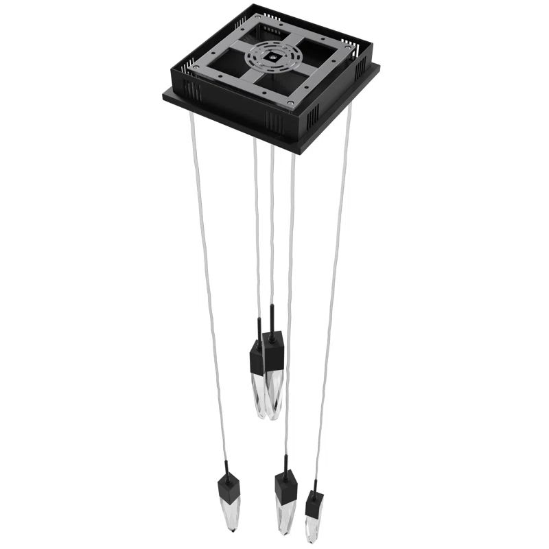 Aspen Matte Black 5-Light LED Pendant with Clear Cut Crystal Shades