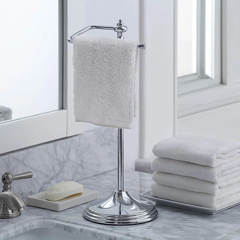 Satin Nickel Heavyweight Metal Fingertip Towel Holder Stand
