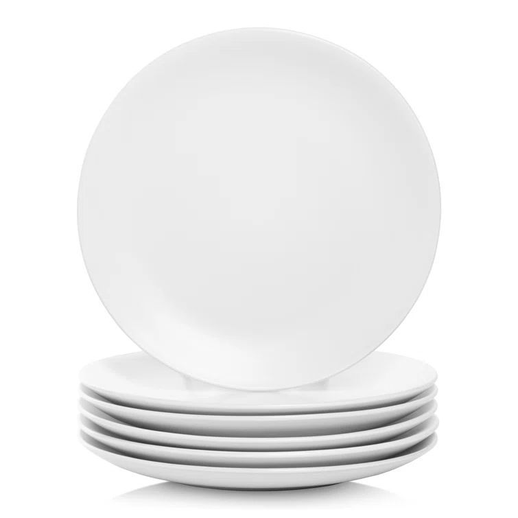 Wazee Matte White 10.5" Ceramic Dinner Plate Set