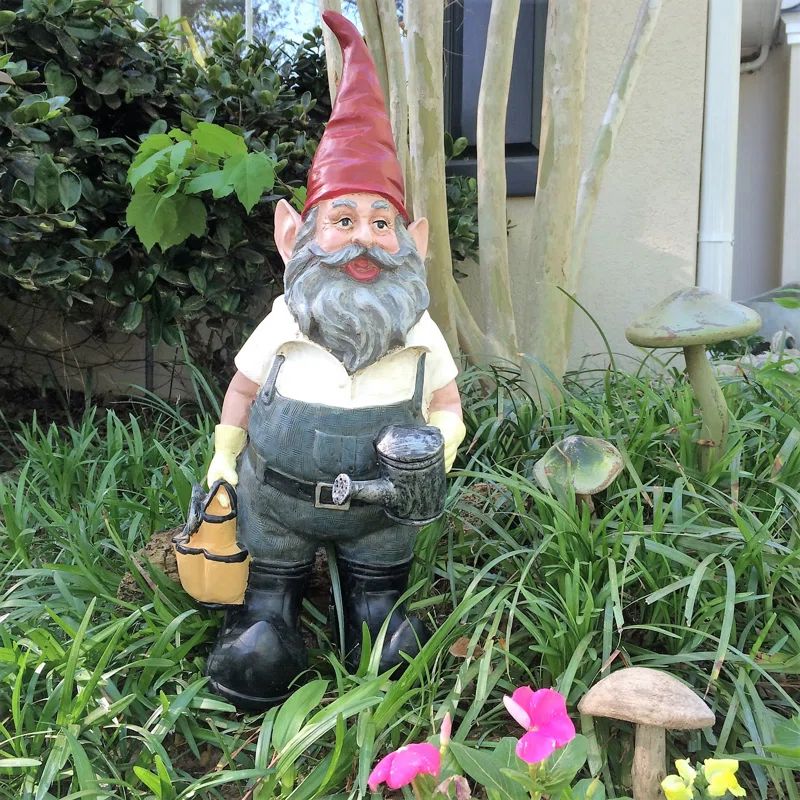 21" Tall Gardener Gnome with Watering Can and Tool Bag