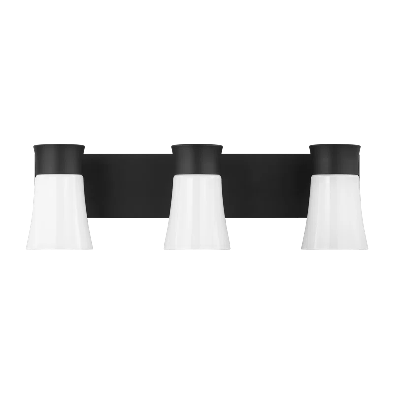 Roy Midnight Black Vanity Light with Milk Glass Shades