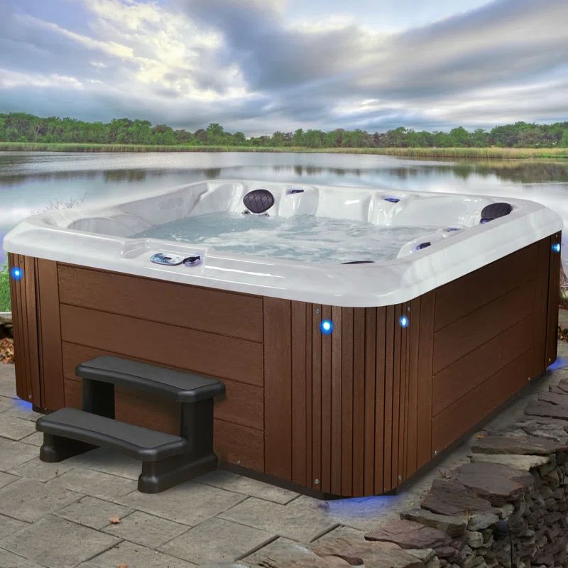 Grand Banks 6-Person Espresso Acrylic Hot Tub with LED Lighting