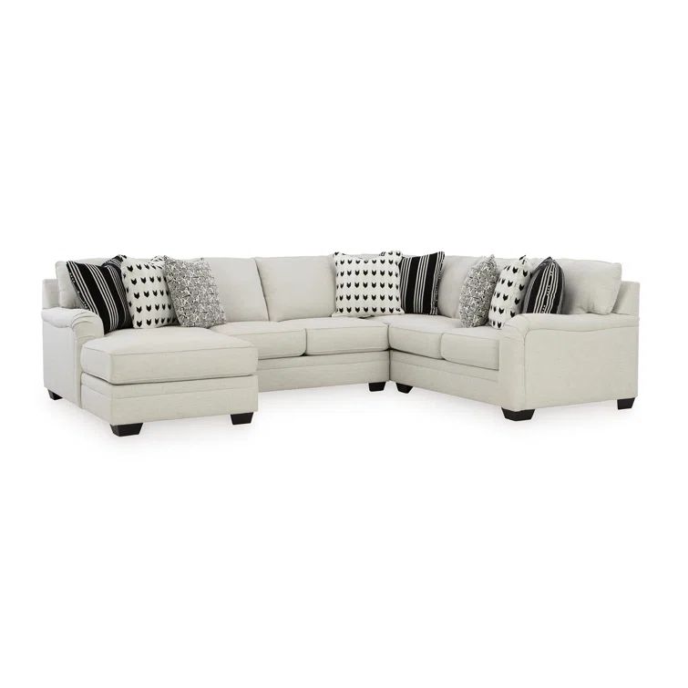Gray Fabric 4-Piece Sectional Sofa with Removable Cushions