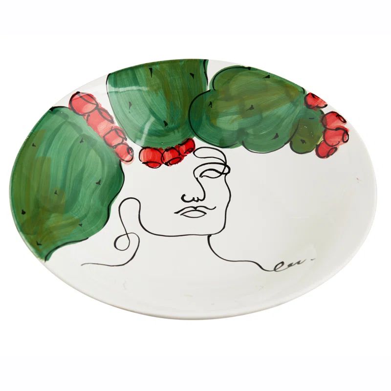Lucia Hand-Painted Ceramic Serving Bowl in Prickly Pear