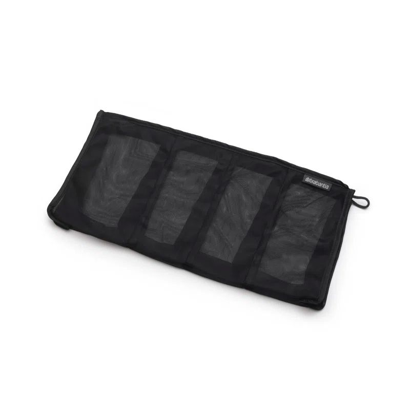 Black Rectangular Mesh Zipper Travel Laundry Bag