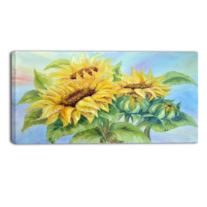 Yellow Sunflowers Quote Canvas Art Print 16" x 32"