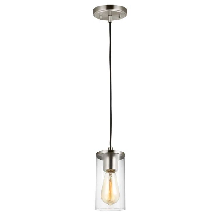 Zire Mini 4" Brushed Nickel Pendant with Clear Glass Shade