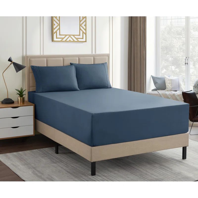 California King Denim Deep Pocket Microfiber Sheet Set