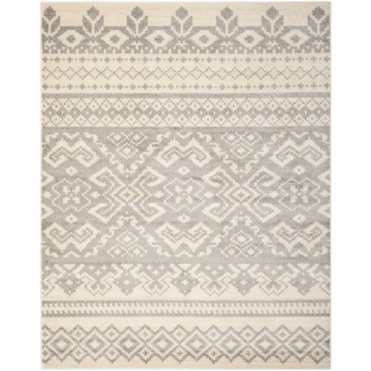 Chic Ivory & Silver Hand-Knotted Synthetic Area Rug - 2'6" x 4'