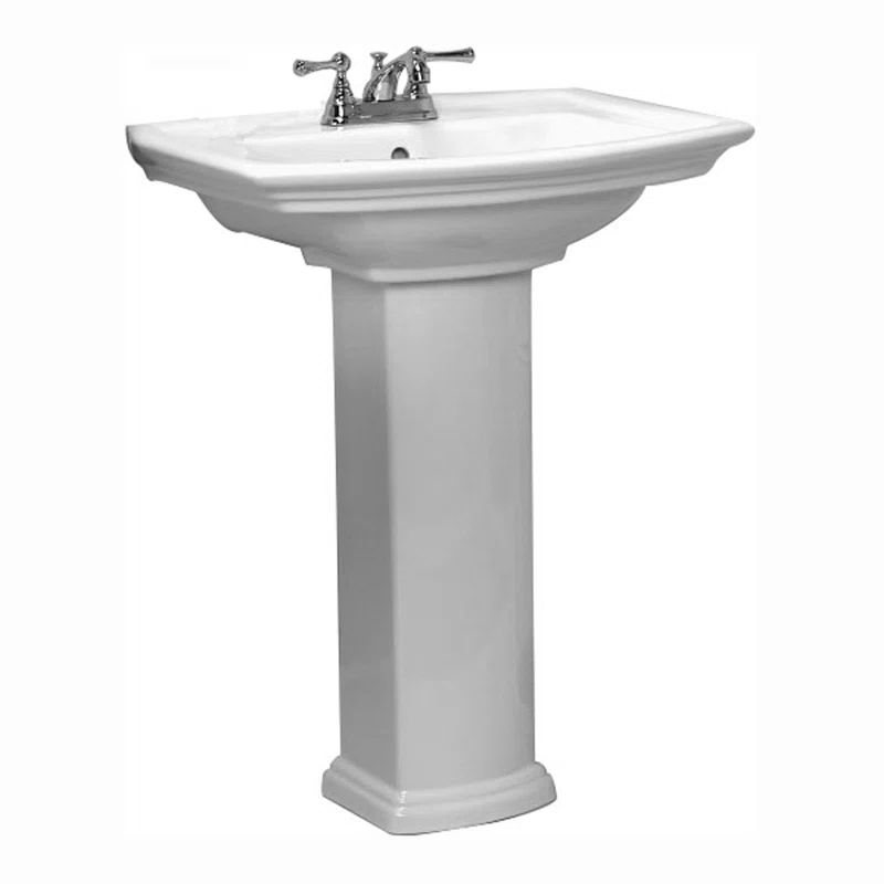 Washington White Ceramic Rectangular Pedestal Bathroom Sink