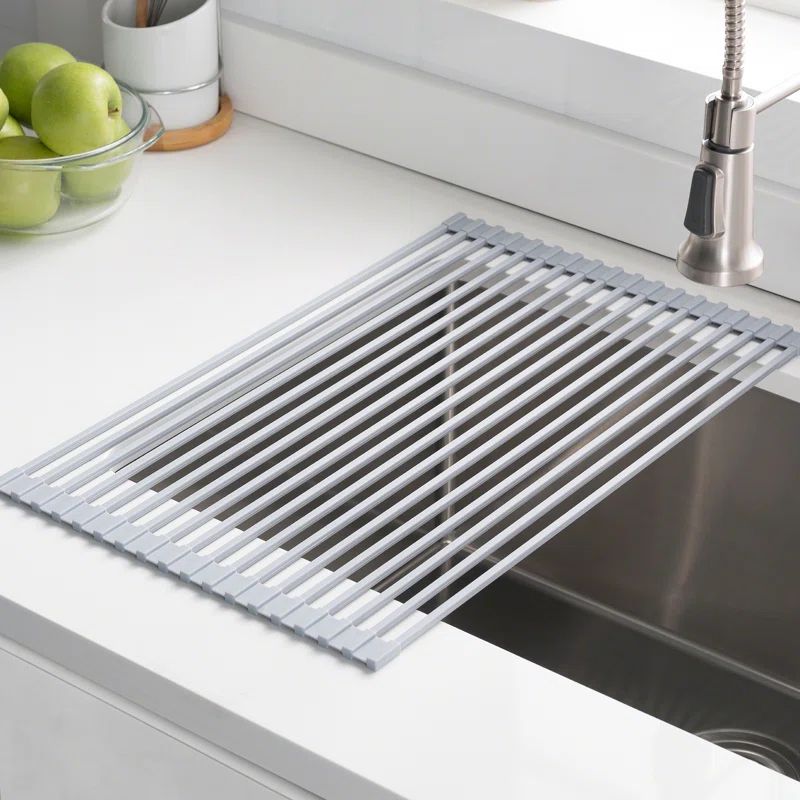 20.5-inch Gray Stainless Steel Foldable Over-Sink Dish Drying Rack