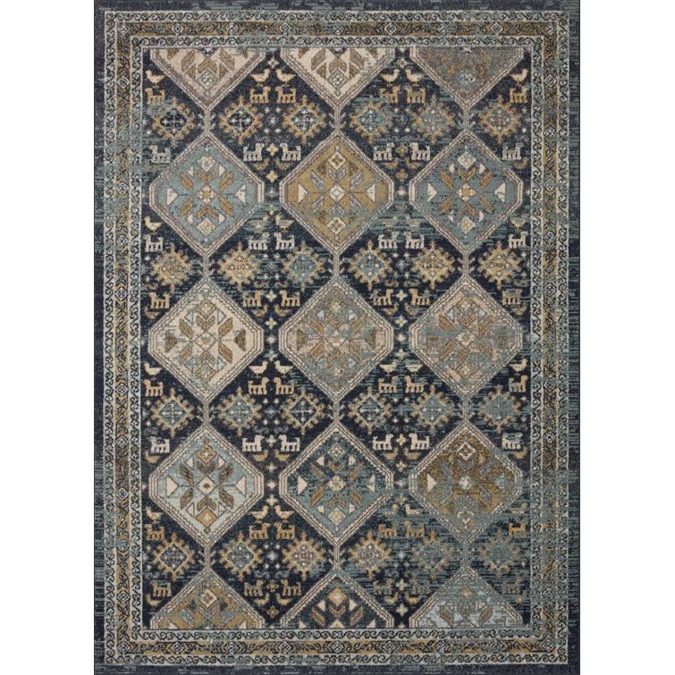 Handmade Reversible Blue Synthetic Rectangular Area Rug