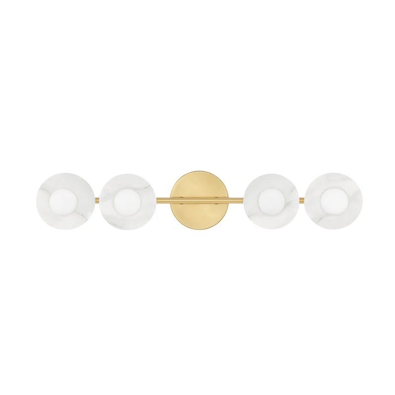 Elmont 4-Light Aged Brass and Alabaster Bath Bracket