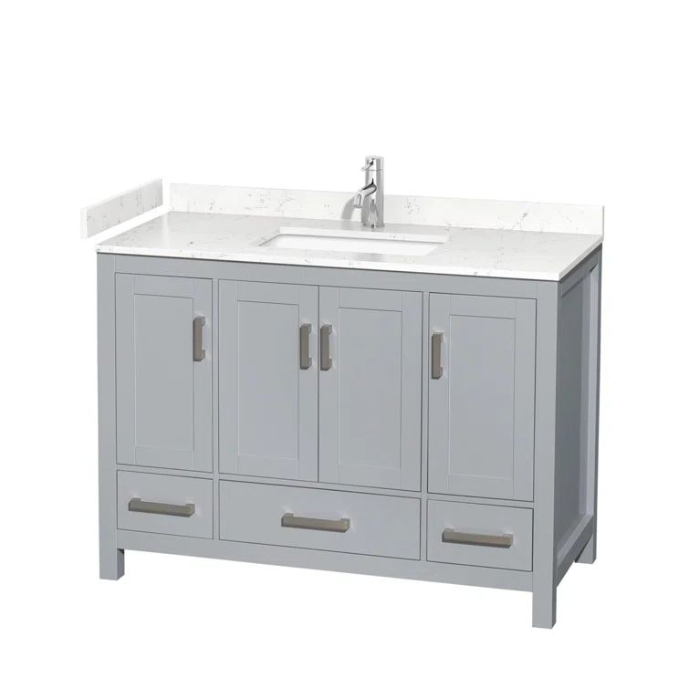 Gray Freestanding Single Bathroom Vanity with Cultured Marble Top