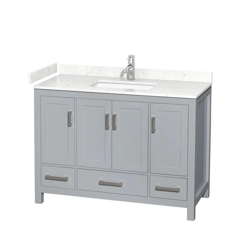 Gray Freestanding Single Bathroom Vanity with Cultured Marble Top