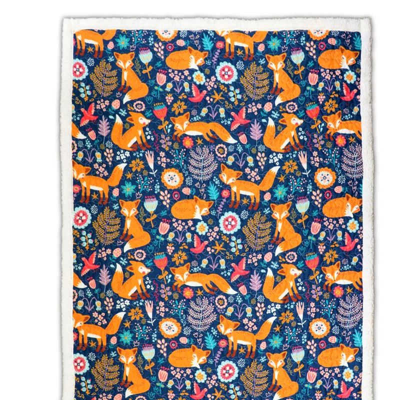 Pixie Fox Reversible Sherpa Kids Throw Blanket