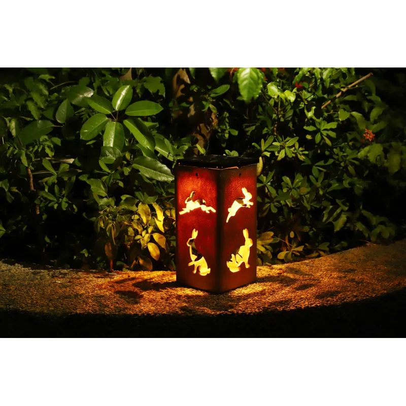 Brown Plastic Solar Rabbit Cut-Out Decorative Lantern