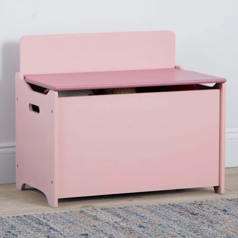 Blush Two-Tone Wooden Toy Box with Divider