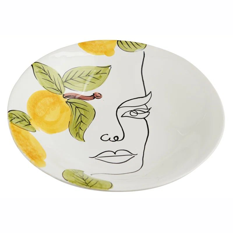 Lucia Hand Painted Ceramic Serving Bowl in Lemon