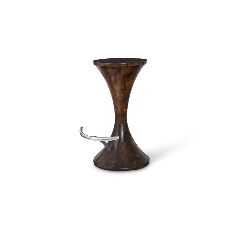 Transitional Marley 30" Brown Mango Wood Bar Stool with Stainless Footrest