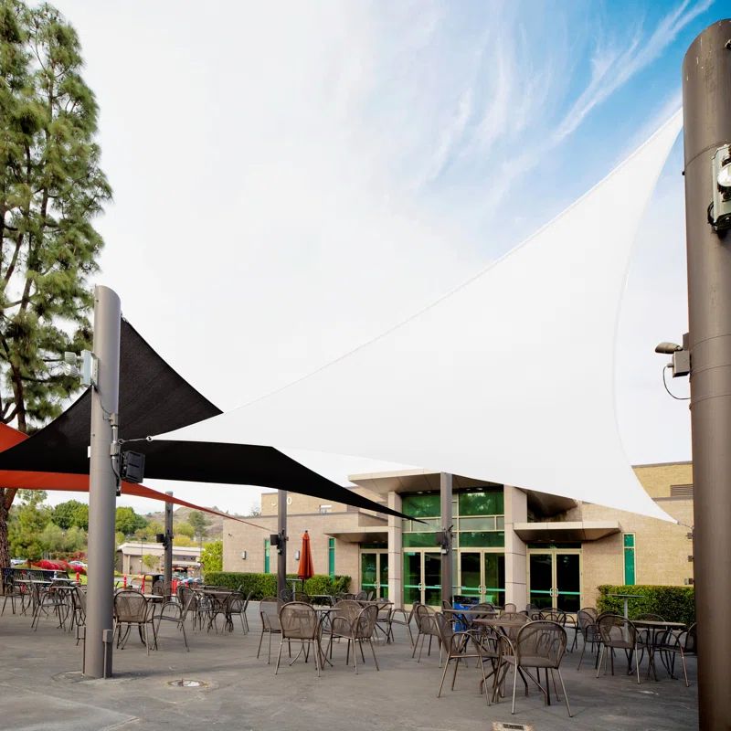 White Polyethylene Right Triangle Sun Shade Sail Canopy, 10' x 10' x 14.1'