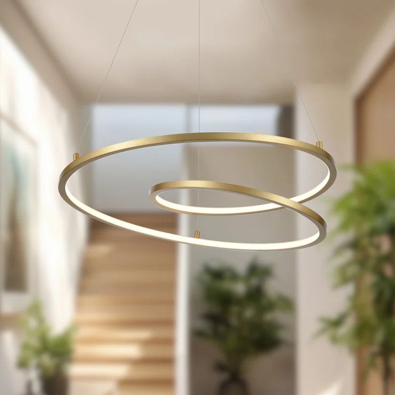Antique Brass LED Spiral Pendant Light