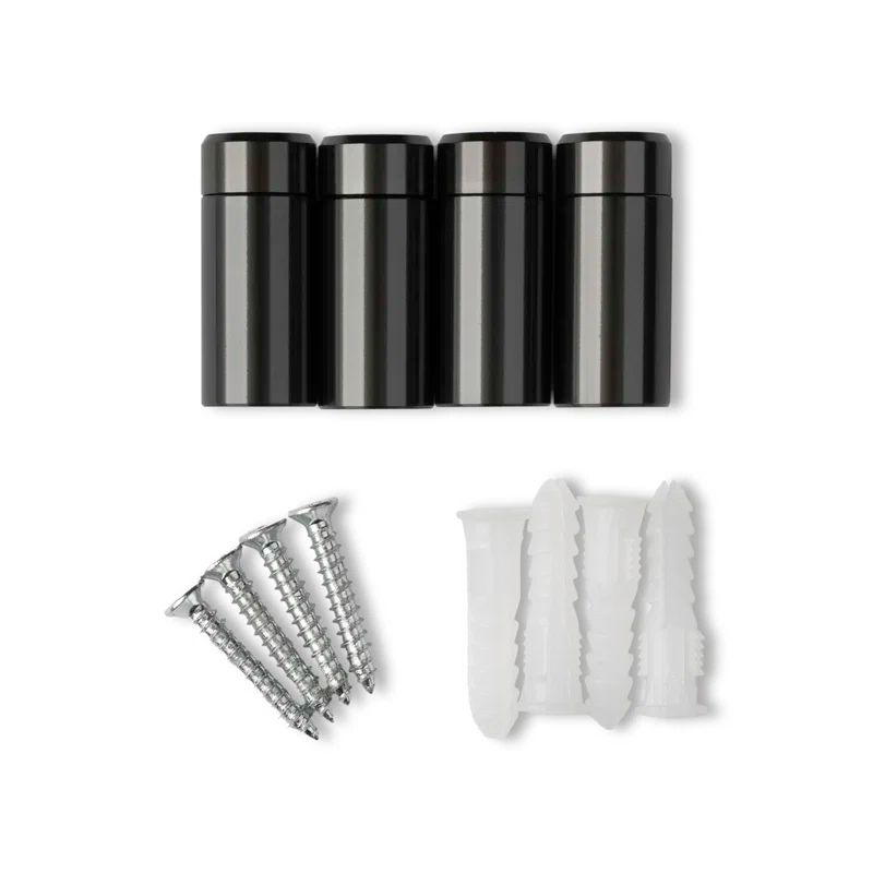 Graphite 1" Acrylic Floating Frame Wall Mounts Set of 4