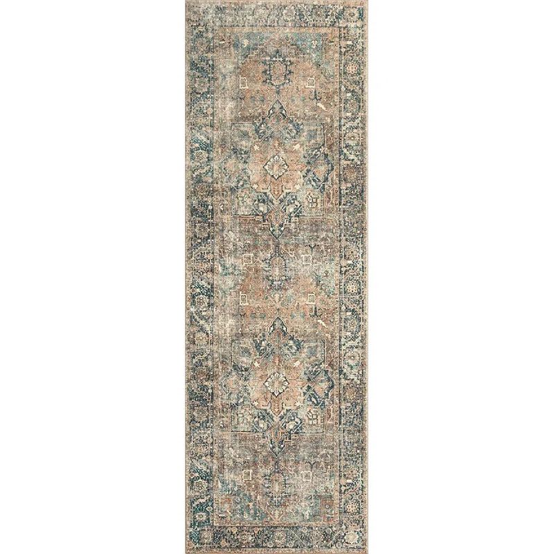 Margot Terracotta Lagoon Oriental Runner Rug - 2'6" x 9'6"