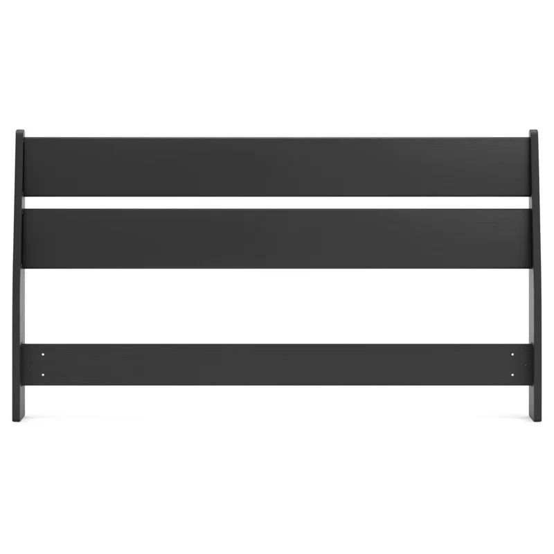 Black Wood Contemporary Queen Platform Headboard