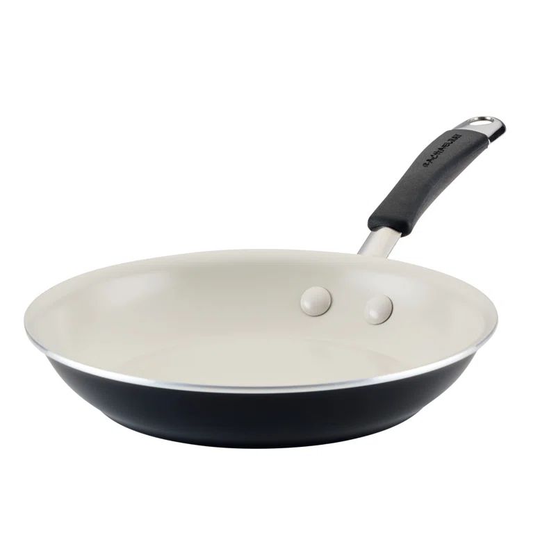Peppercorn Black and White Ceramic Nonstick Aluminum Frying Pan, 8.5"