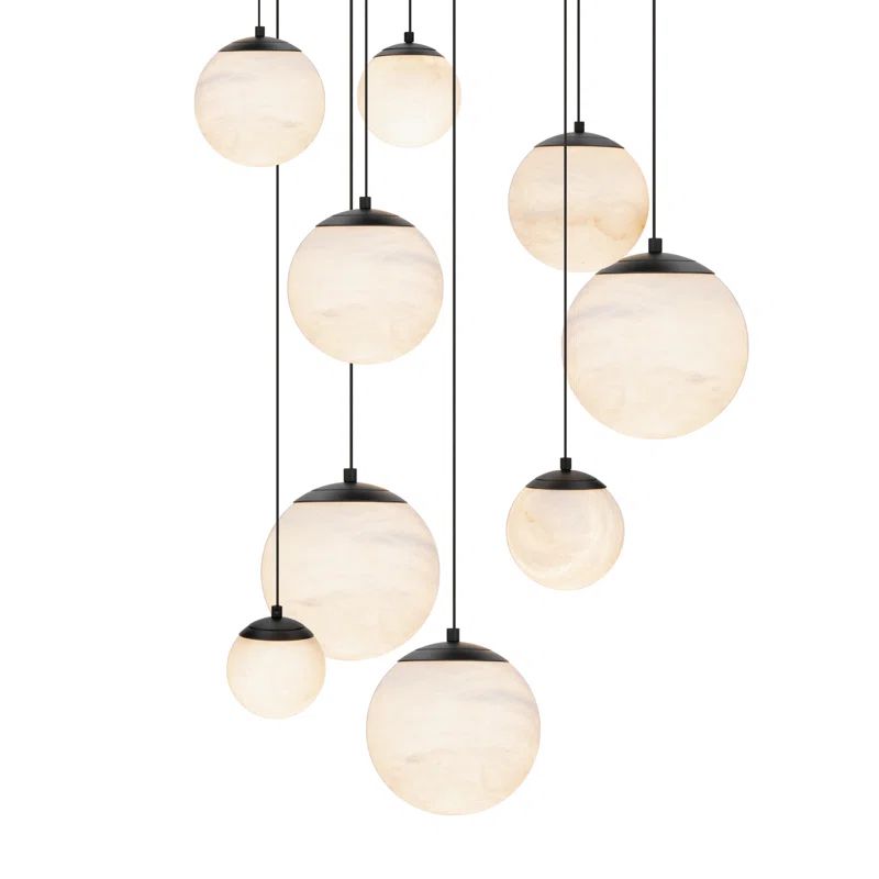 Pisces Black Aluminum 9-Light LED Globe Pendant