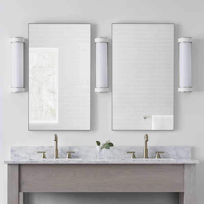 Monroe 18" Polished Nickel LED Vanity Light with Milk-White Glass