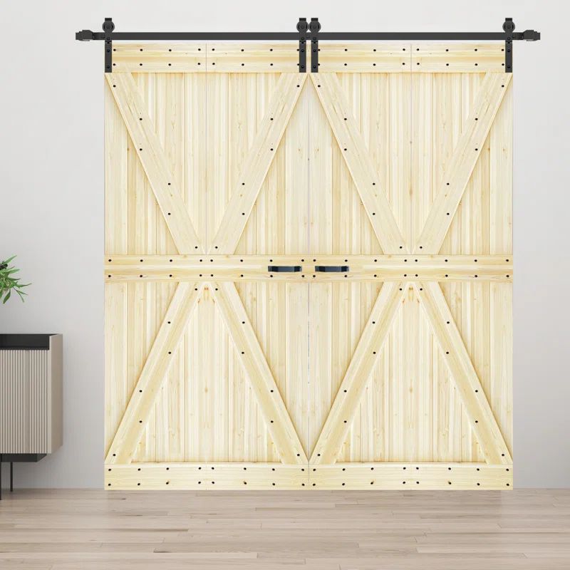 Unfinished Solid Spruce 60" x 84" Bi-Fold Barn Door